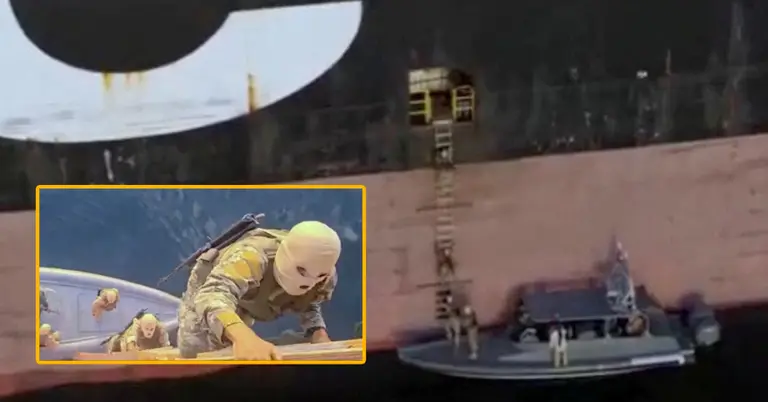 ইরানি কমান্ডোদের জাহাজ দখলের ভিডিওর স্ক্রিনশট